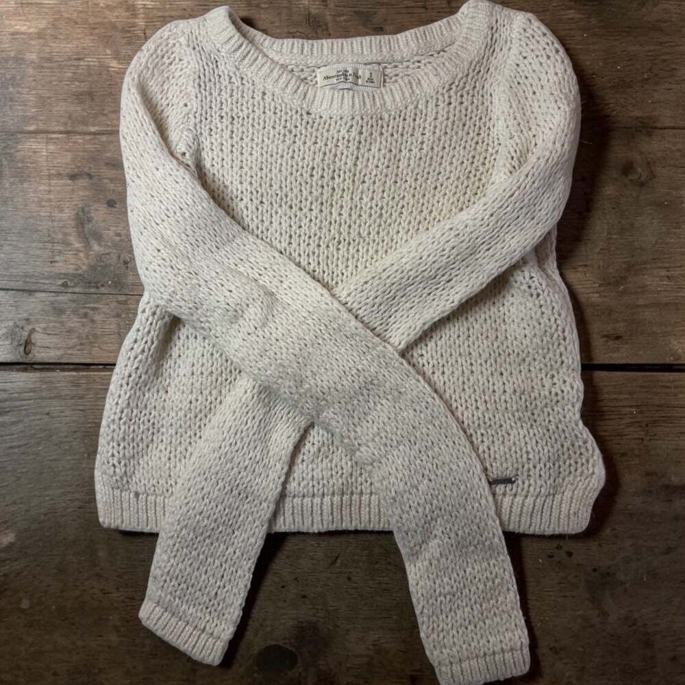 Abercrombie & Fitch Cream Open Stitch Chunky Knit Sweater Size Sml